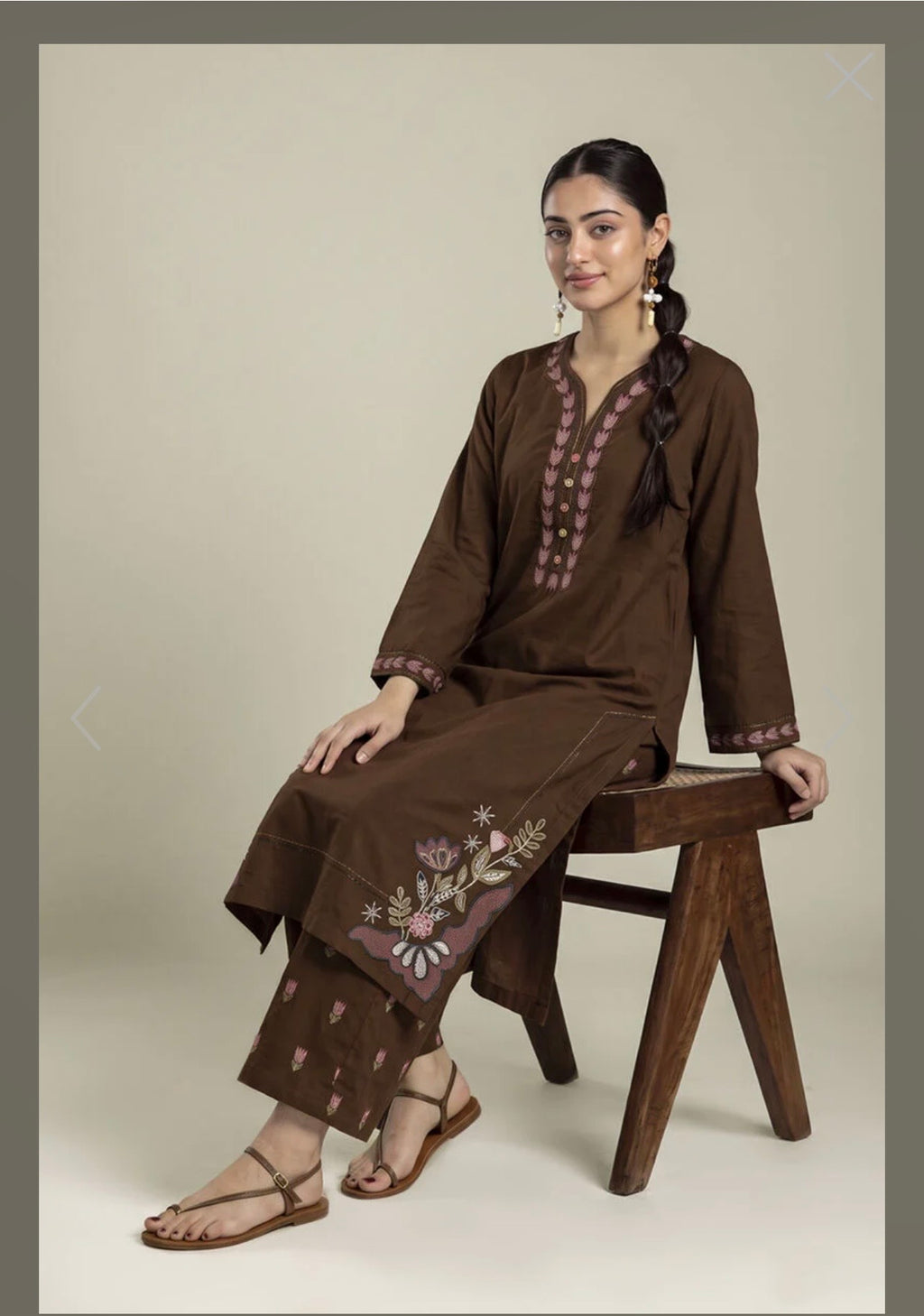 Khaadi | Embroidered | Textured Cotton | 2-Piece | Ready to Wear | Brown