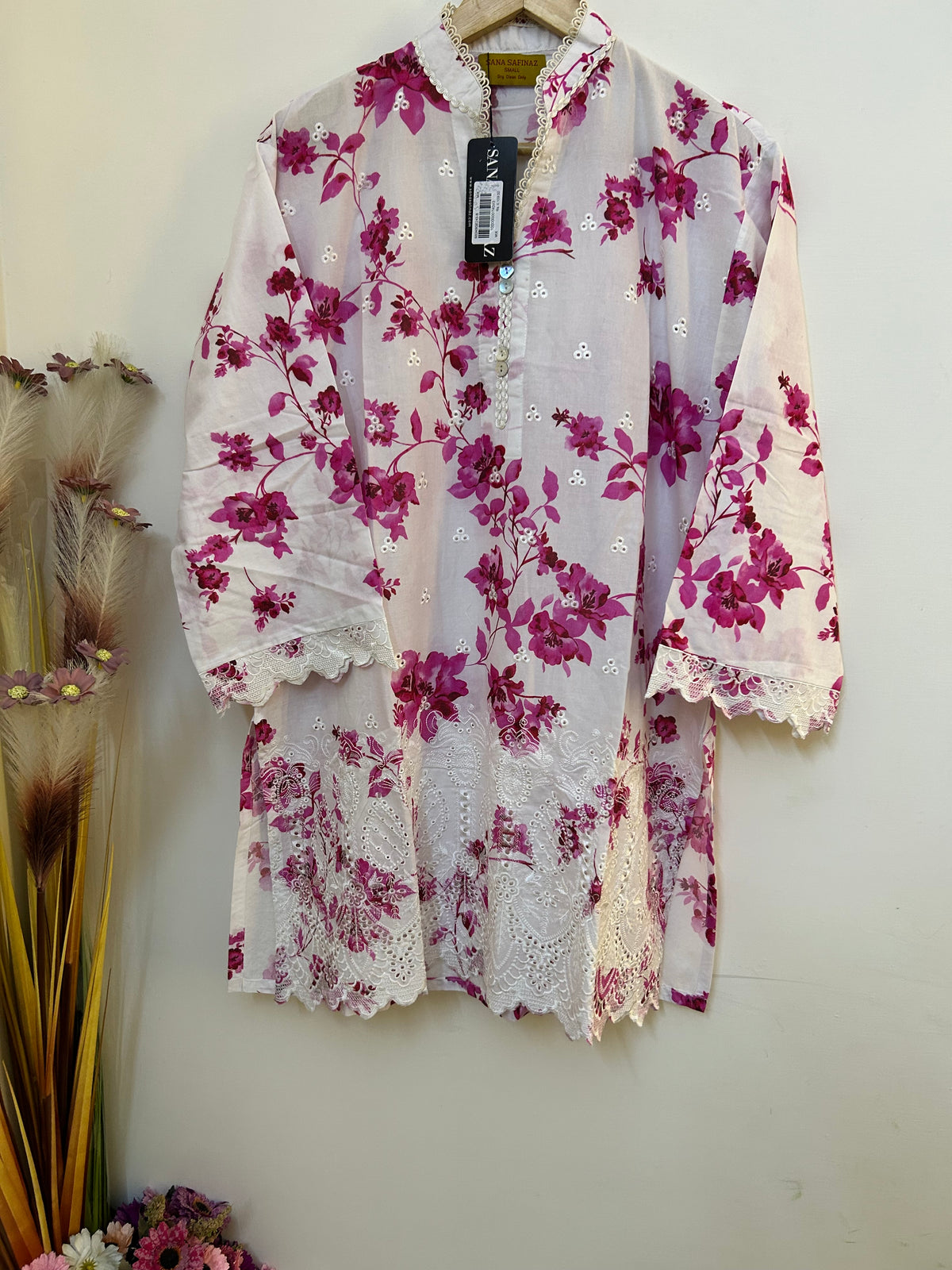 Sana Safinaz | Embroidered | Lawn | 1-Piece | Ready to Wear | Pink White