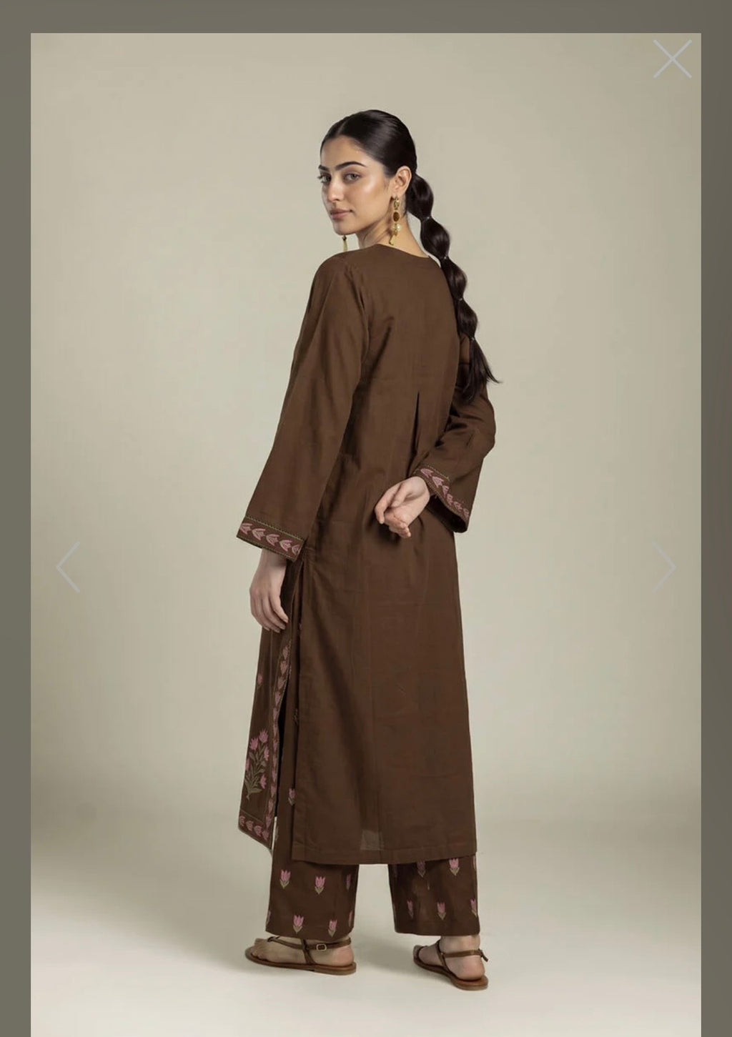 Khaadi | Embroidered | Textured Cotton | 2-Piece | Ready to Wear | Brown