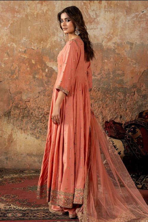 Charizma | Embroidered | Chiffon | 3-Piece | Ready to Wear | Peach