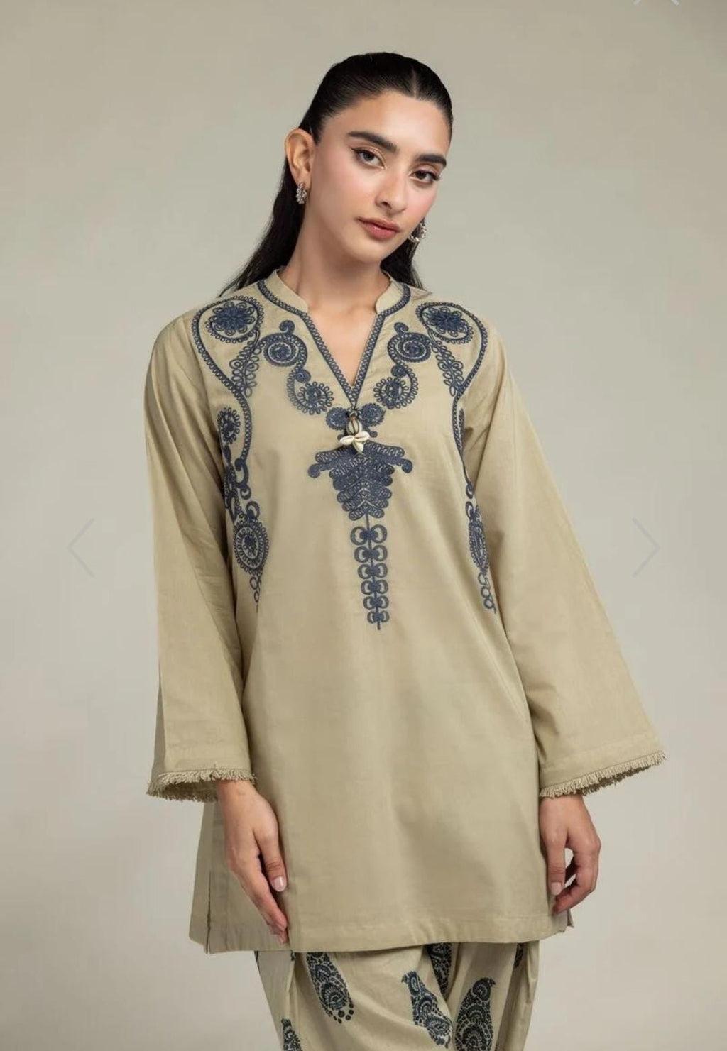 Khaadi | Embroidered | Cambric Lawn | 2-Piece | Ready to Wear | Beige