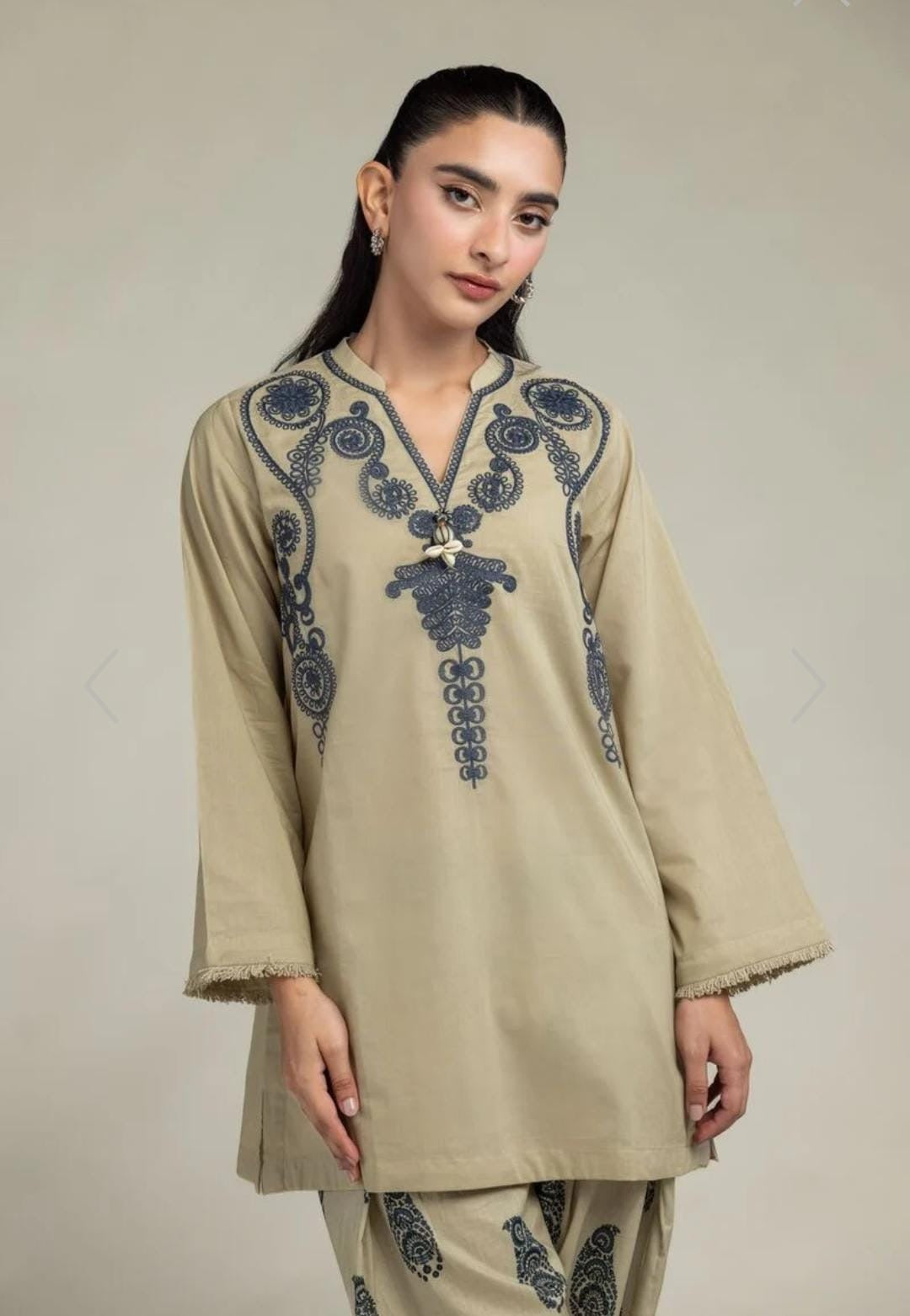 Khaadi | Embroidered | Cambric Lawn | 2-Piece | Ready to Wear | Beige
