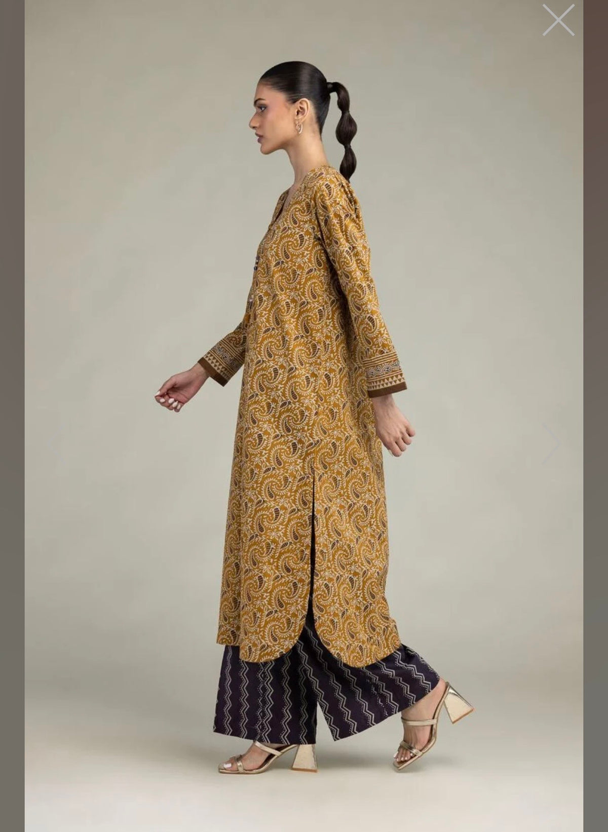Khaadi | Printed | Lawn | 2-Piece | Ready to Wear | Mustard Brown