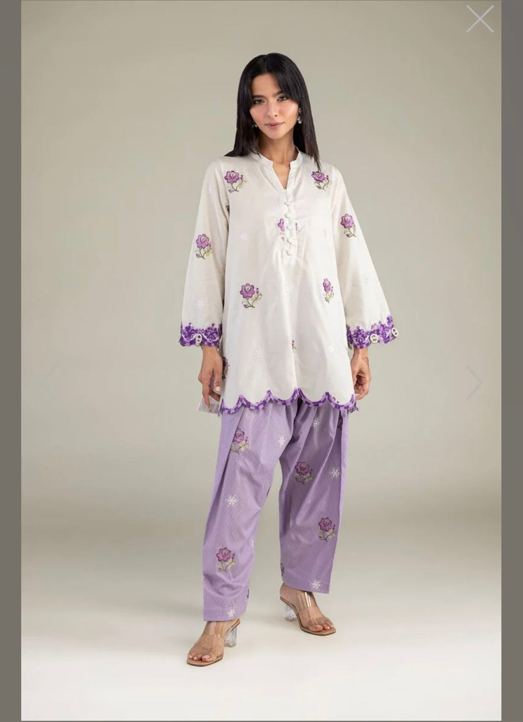 Khaadi | Embroidered | Cambric Lawn | 3-Piece | Ready to Wear | Lilac White