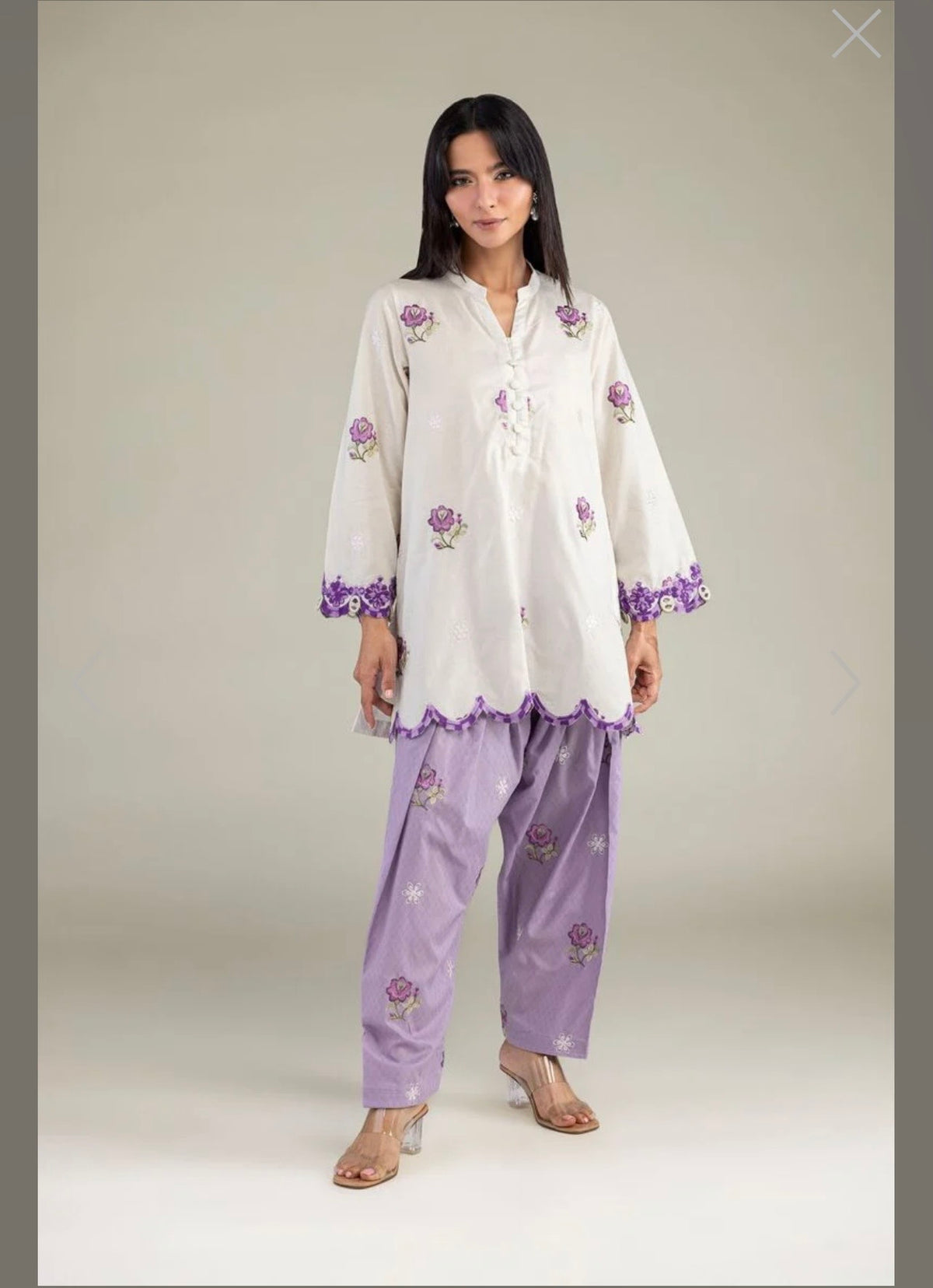 Khaadi | Embroidered | Cambric Lawn | 3-Piece | Ready to Wear | Lilac White