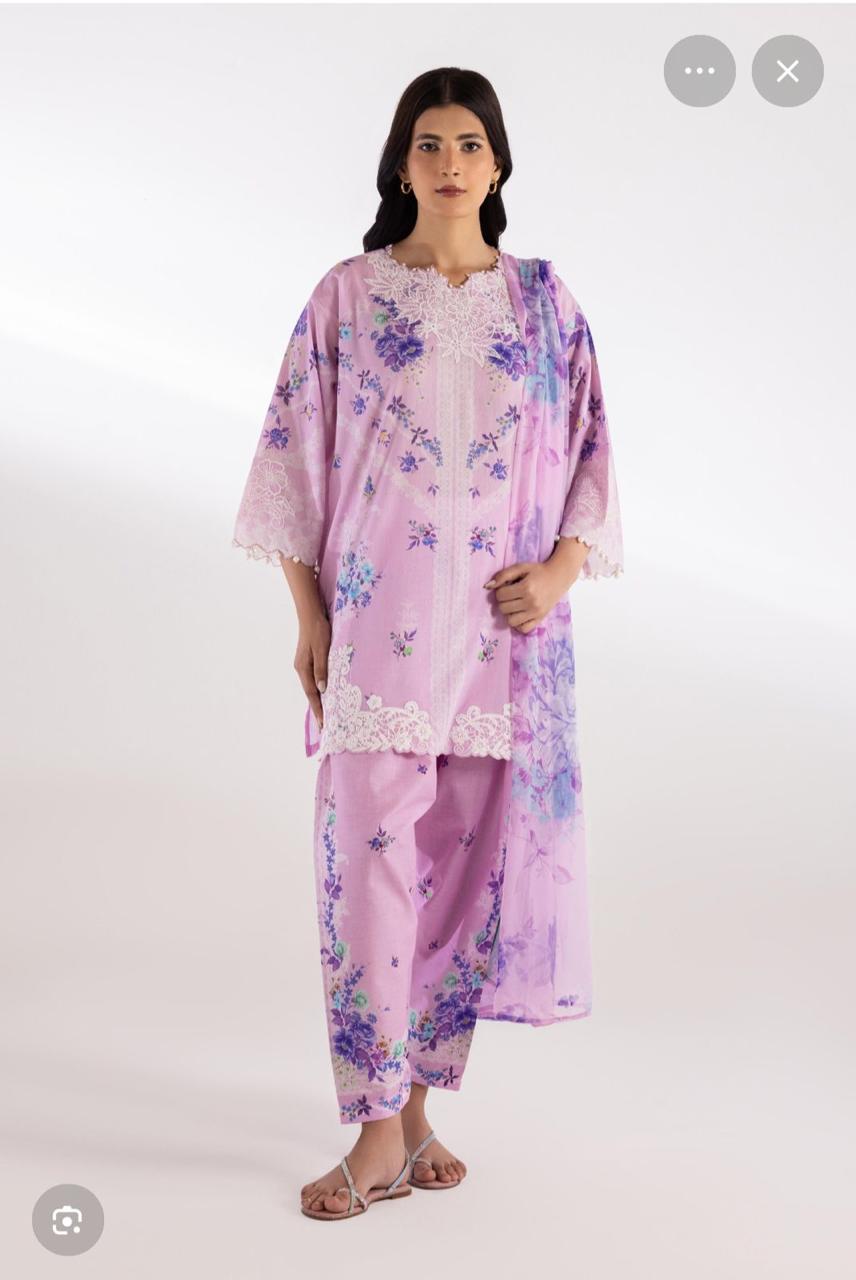 Sana Safinaz | Embroidered | Lawn | 3-Piece | Ready to Wear | Pink