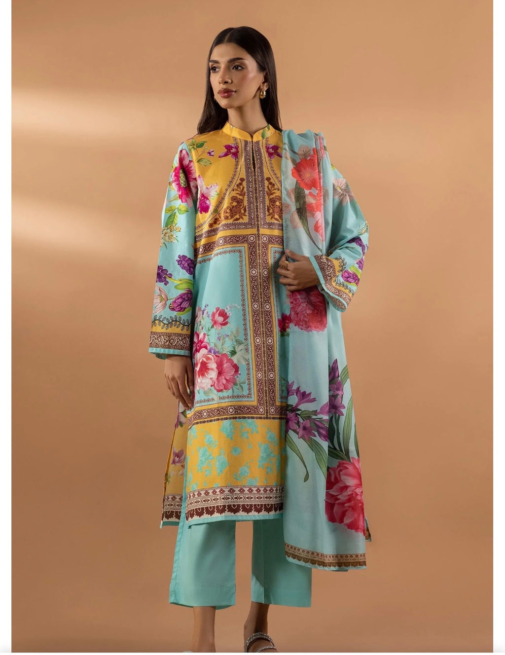 Sana Safinaz | Printed | Lawn | 3-Piece | Ready to Wear | Yellow Multi