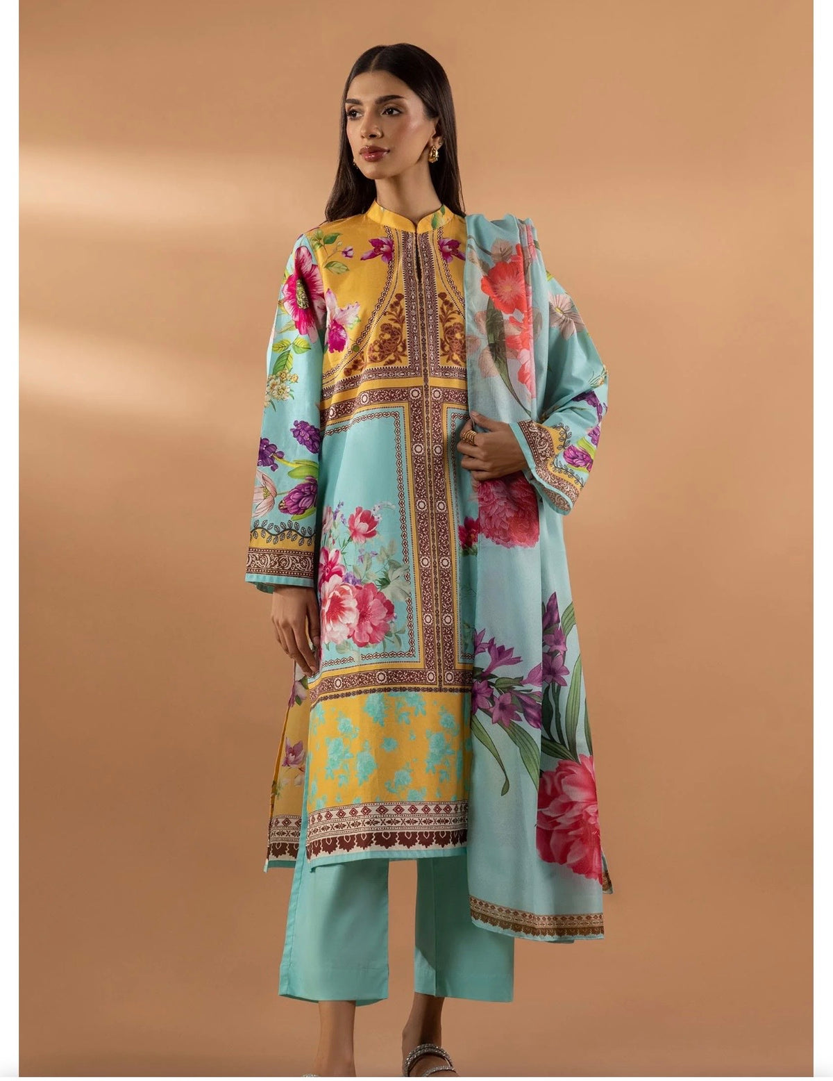 Sana Safinaz | Printed | Lawn | 3-Piece | Ready to Wear | Yellow Multi