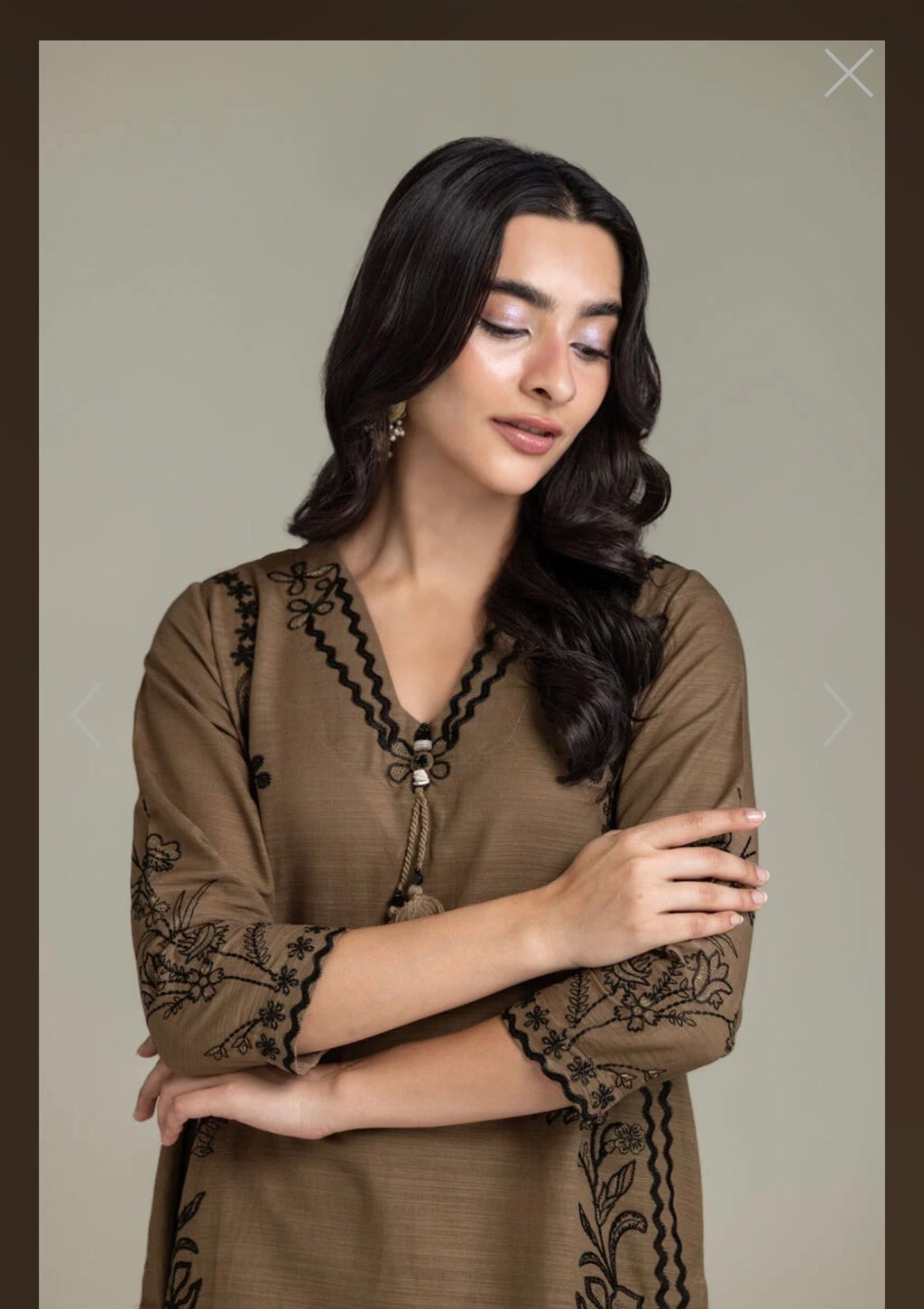 Khaadi | Embroidered | Khaddar | 3-Piece | Ready to Wear | Brown Black