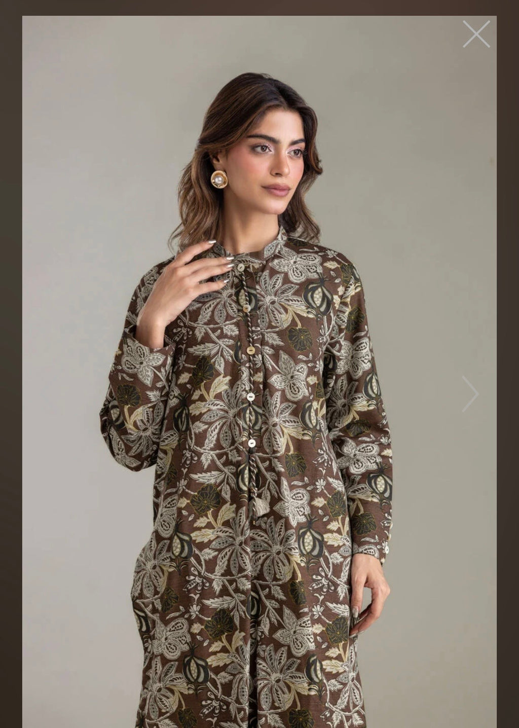 Khaadi | Embroidered | Khaddar | 2-Piece | Ready to Wear | Brown Floral