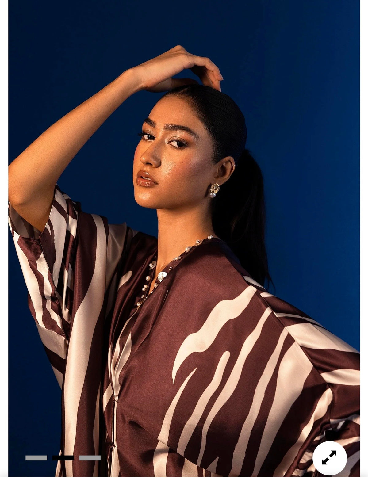 Sana Safinaz | Printed | Satin Silk | 2-Piece | Ready to Wear | Brown White