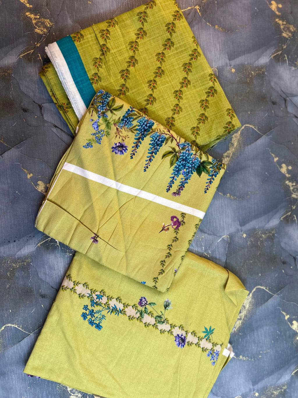 Sana Safinaz | Printed | Linen | 3-Piece | Unstitched Suit | Mint Green