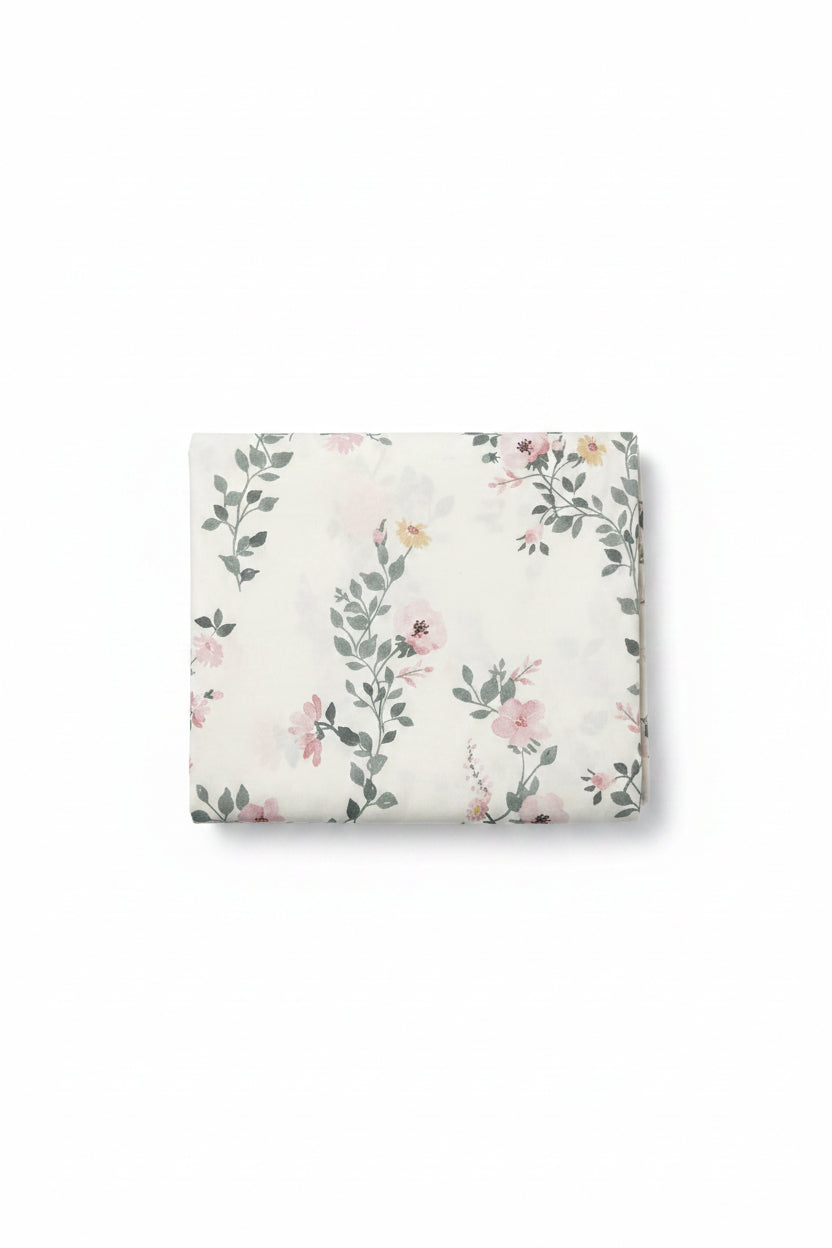 Sapphire King Size Cotton Bed Sheet- White Floral