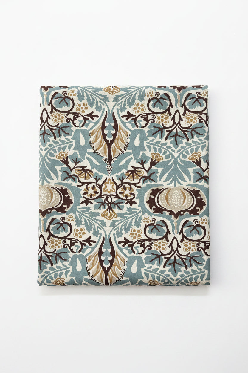 Sapphire Cotton King Size Bed Sheet-Grey Brwon Print
