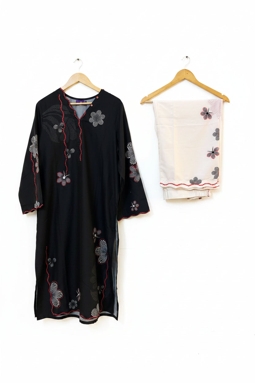 Sana Safinaz | Printed | Poly Cotton | 2-Piece | Ready to Wear | Black White