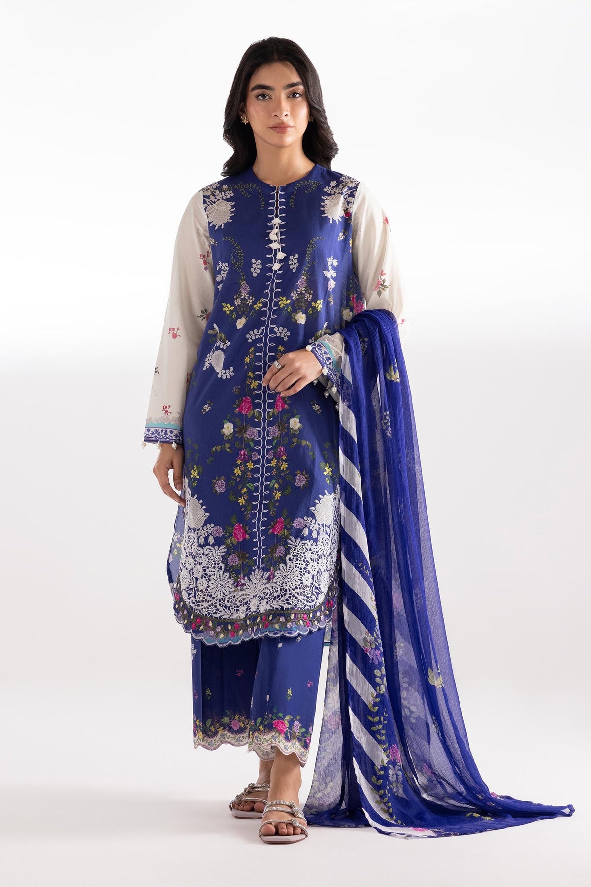 Sana Safinaz | Printed | Lawn | 3-Piece | Unstitched Suit | Blue Purple
