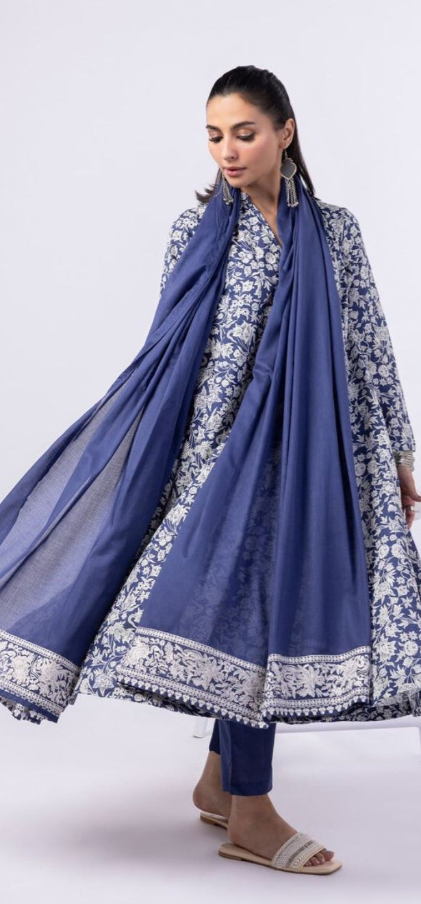 Khaadi | Embroidered | Lawn | Dupatta | Blue