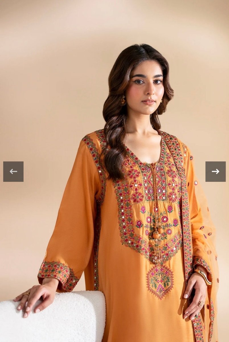 Charizma | Embroidered | Rawsilk | 3-Piece | Ready to Wear | Mustard - Shopping Haul