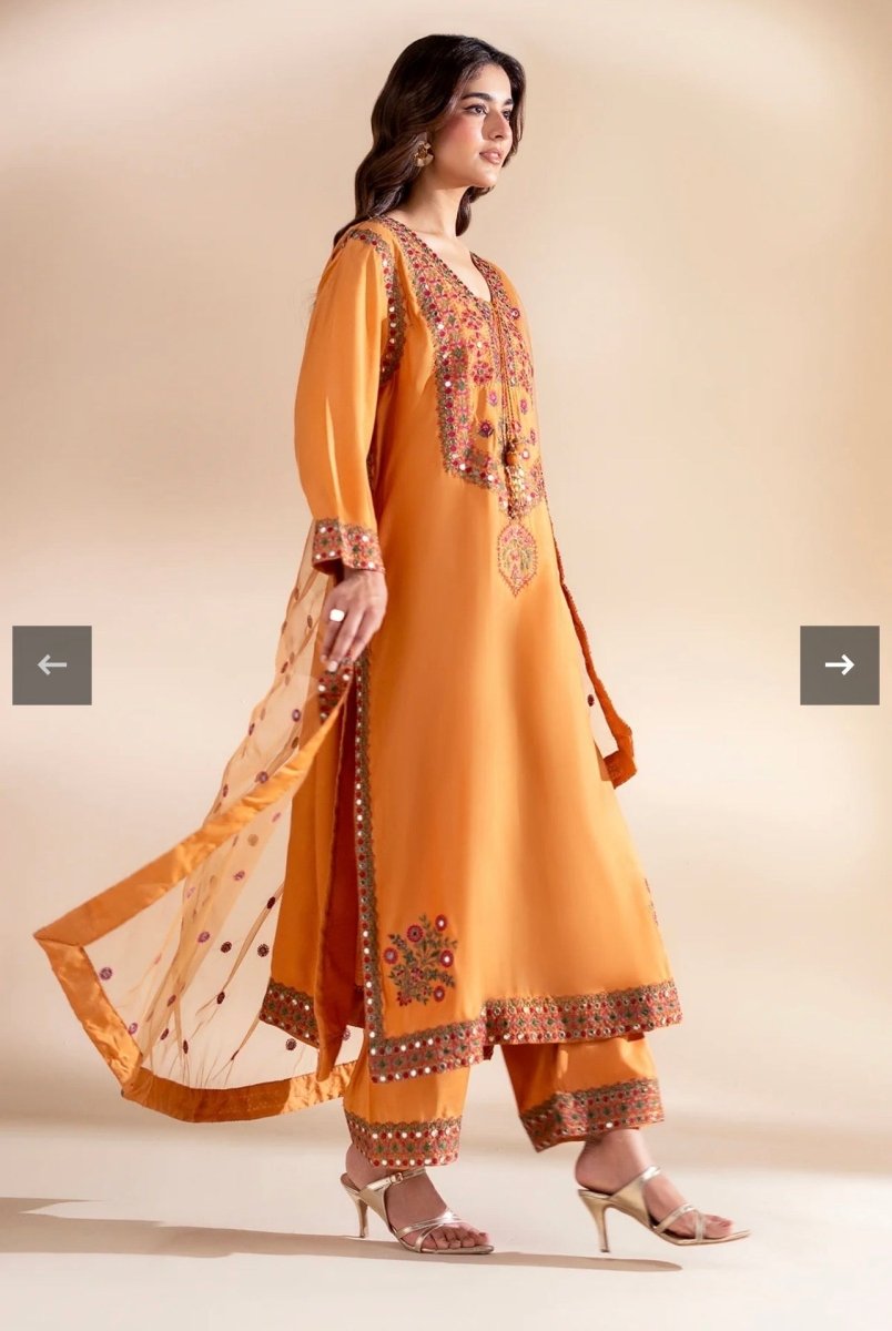 Charizma | Embroidered | Rawsilk | 3-Piece | Ready to Wear | Mustard - Shopping Haul