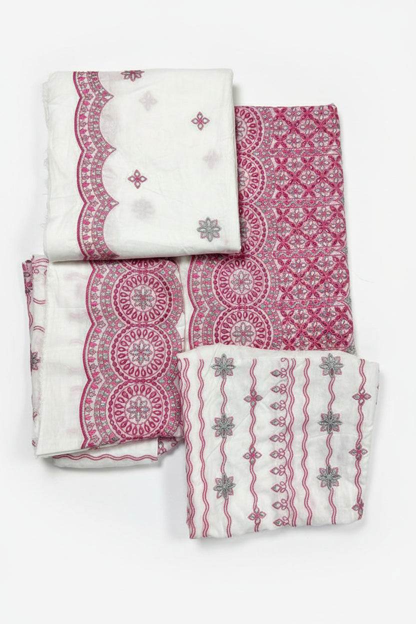Image Luxury Embroidered 2-Piece- White Pink - Shopping Haul