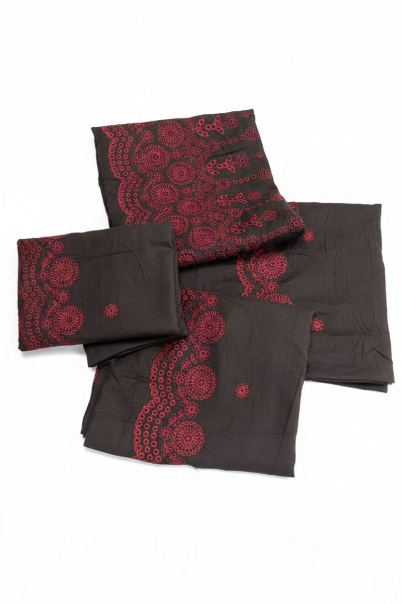 Image | Luxury | Embroidered | Lawn | 2-Piece | Unstitched Suit | Black Red - Shopping Haul