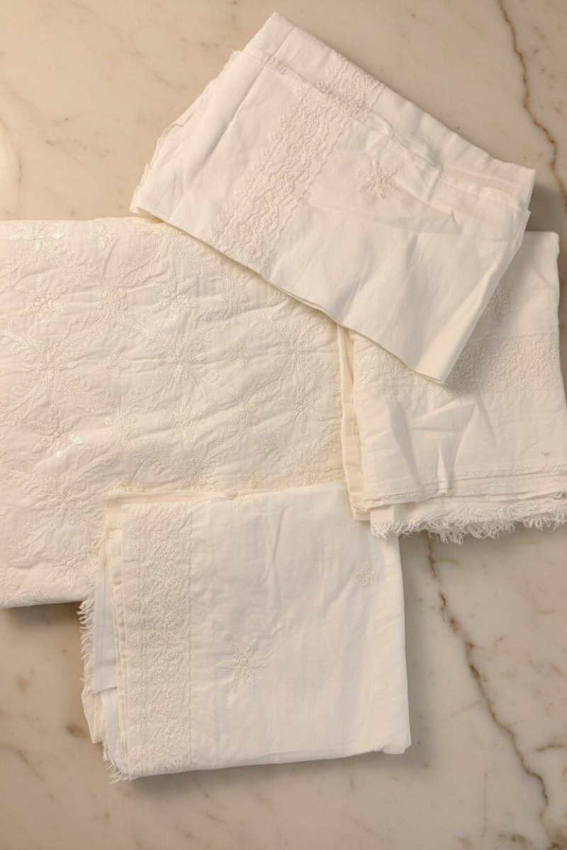 Image | Luxury | Embroidered | Lawn | 2-Piece | Unstitched Suit | White - Shopping Haul