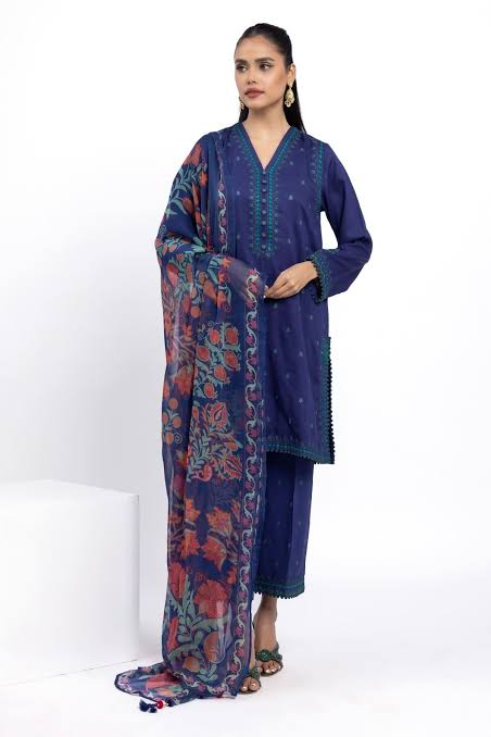 Khaadi | Printed | Chiffon | Dupatta | Dark blue