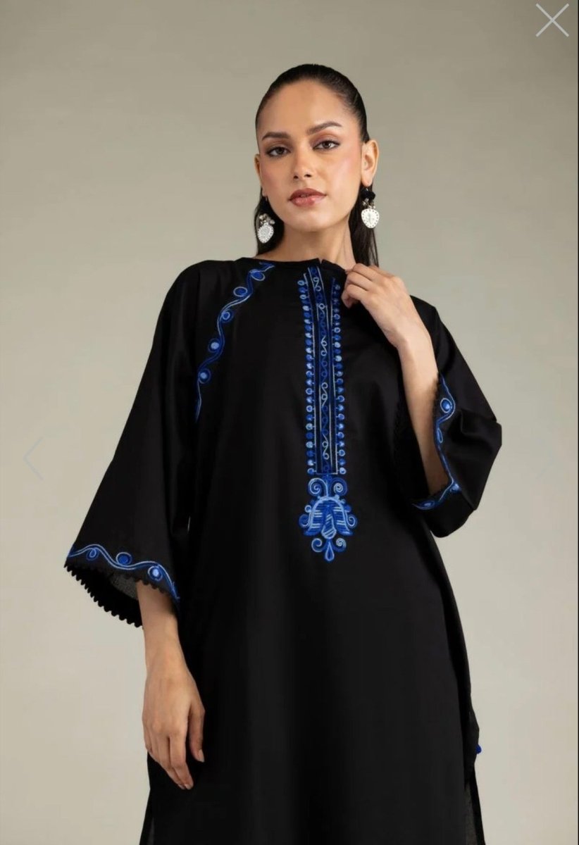 Khaadi | Embroidered | Cambric | 2-Piece | Ready to Wear | Black Blue - Shopping Haul