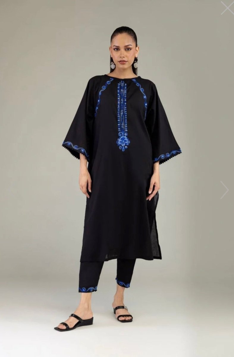 Khaadi | Embroidered | Cambric | 2-Piece | Ready to Wear | Black Blue - Shopping Haul