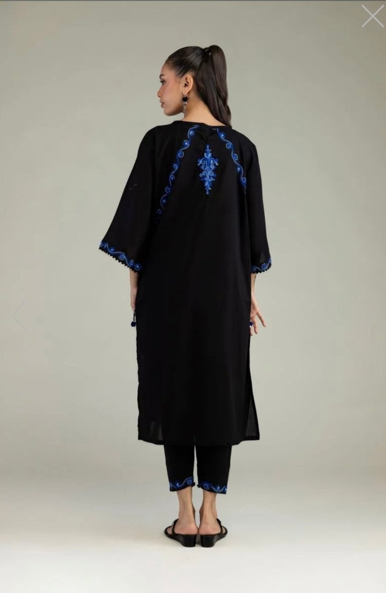 Khaadi | Embroidered | Cambric | 2-Piece | Ready to Wear | Black Blue - Shopping Haul
