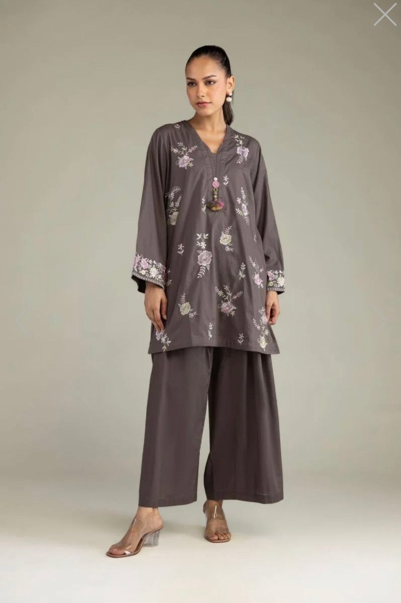 Khaadi | Embroidered | Cambric | 2-Piece | Ready to Wear | Grey - Shopping Haul