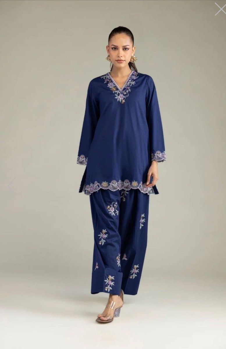 Khaadi | Embroidered | Cambric | 2-Piece | Ready to Wear | Navy Blue - Shopping Haul