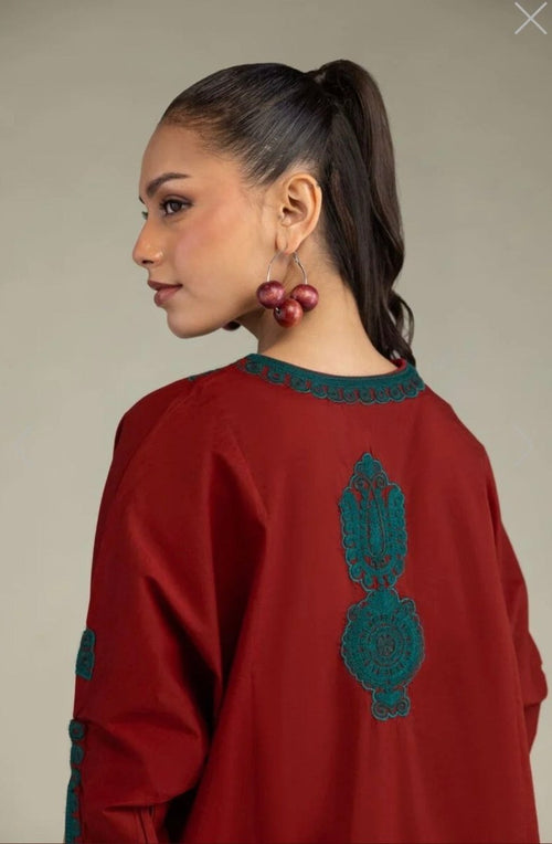 Khaadi | Embroidered | Cambric | 2-Piece | Ready to Wear | Red Green - Shopping Haul