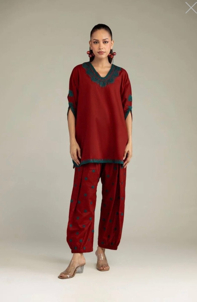 Khaadi | Embroidered | Cambric | 2-Piece | Ready to Wear | Red Green - Shopping Haul