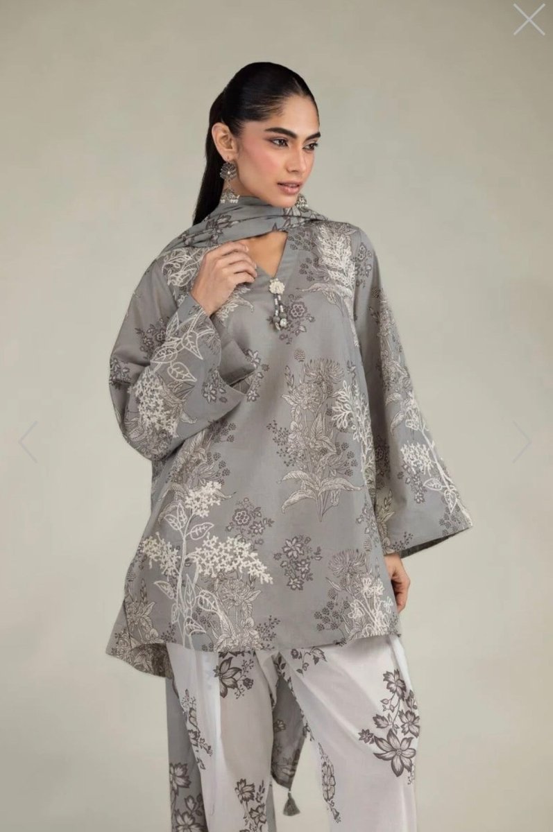 Khaadi | Embroidered | Lawn | 2-Piece | Ready to Wear | Grey White - Shopping Haul
