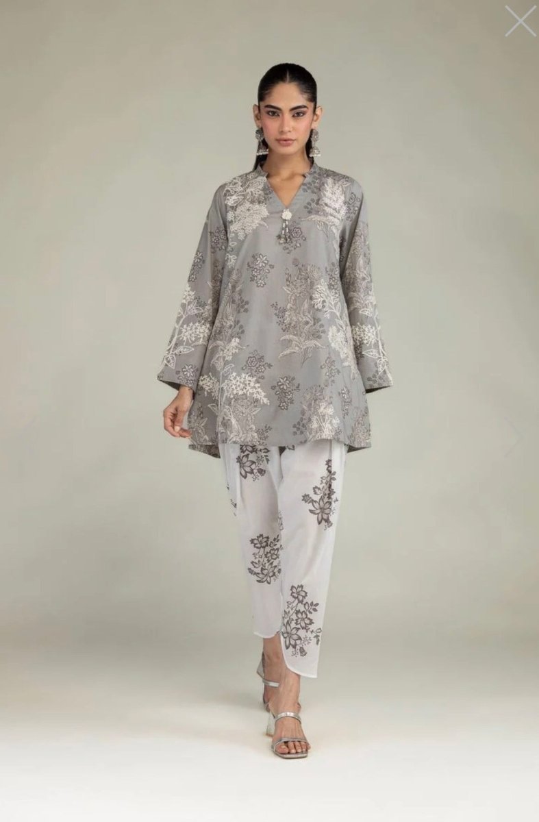 Khaadi | Embroidered | Lawn | 2-Piece | Ready to Wear | Grey White - Shopping Haul