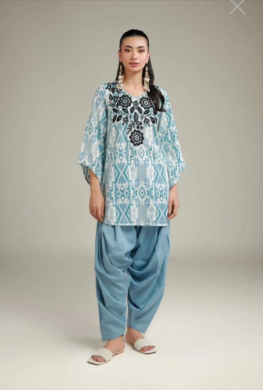 Khaadi | Embroidered | Lawn | 2-Piece | Ready to Wear | White Blue - Shopping Haul