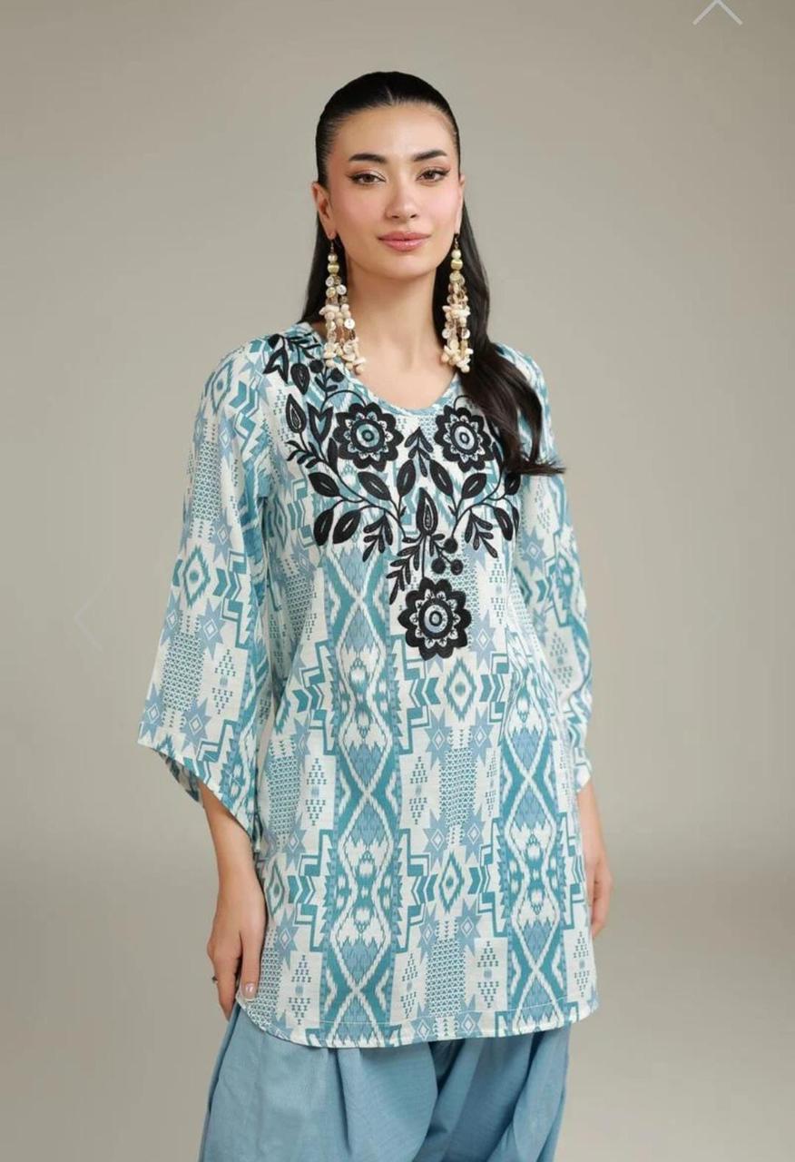 Khaadi | Embroidered | Lawn | 2-Piece | Ready to Wear | White Blue - Shopping Haul