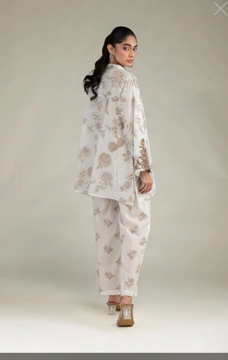 Khaadi | Embroidered | Lawn | 2-Piece | Ready to Wear | White Brown - Shopping Haul