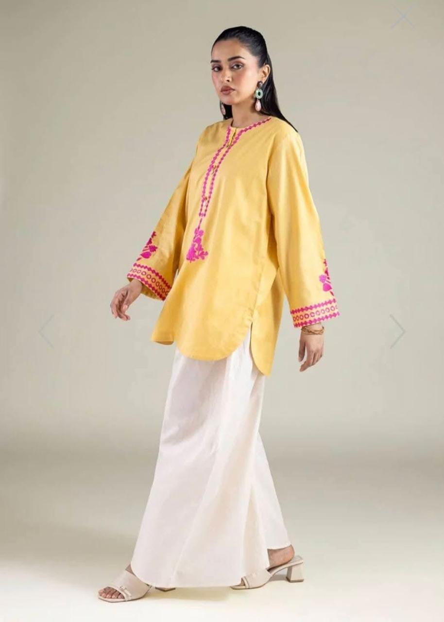 Khaadi | Embroidered | Lawn | 3-Piece | Ready to Wear | Yellow Pink