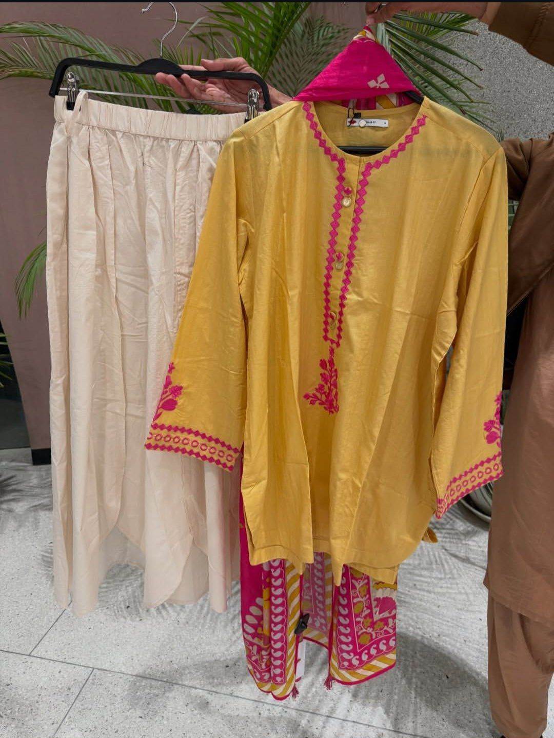 Khaadi | Embroidered | Lawn | 3-Piece | Ready to Wear | Yellow Pink - Shopping Haul