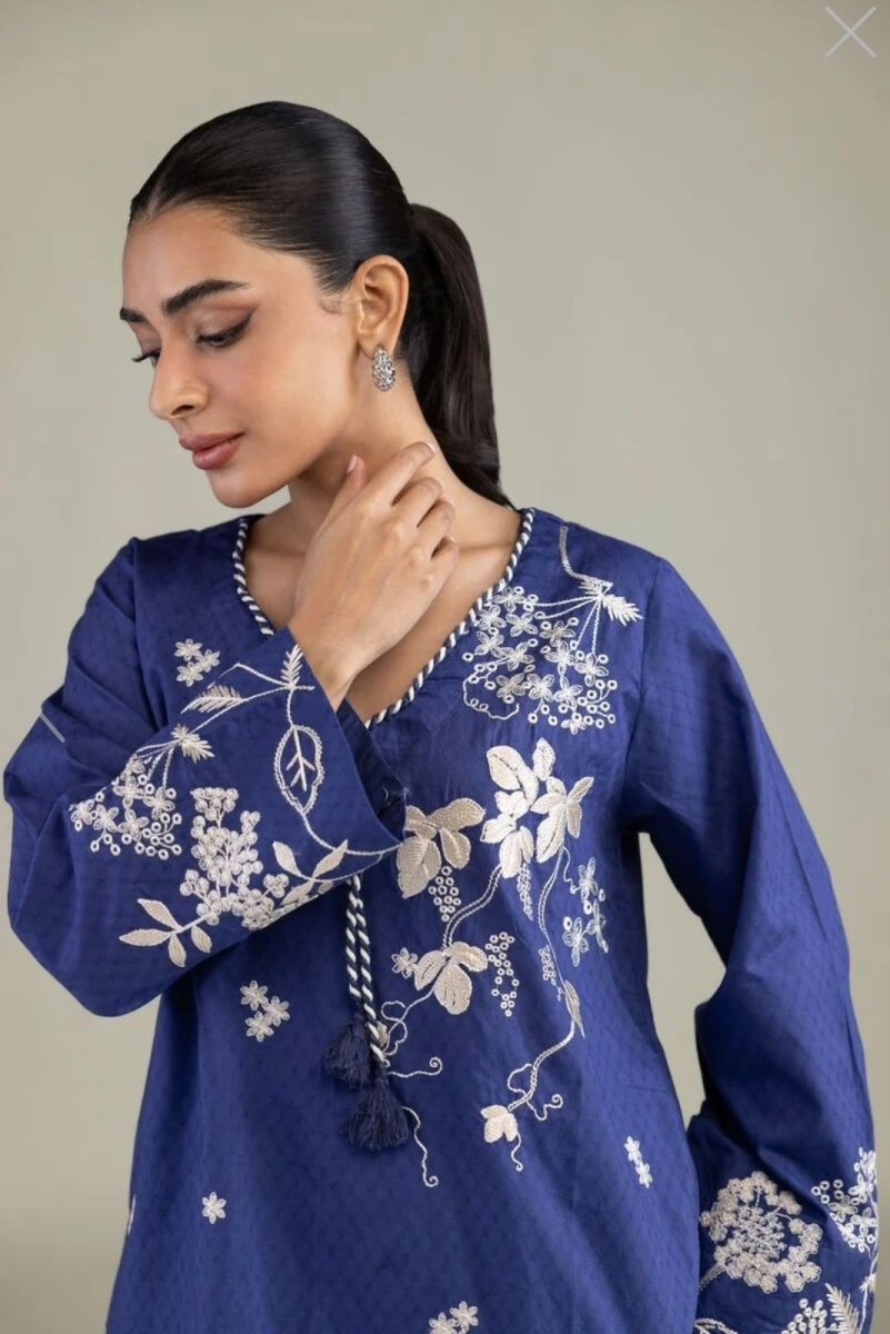 Khaadi | Embroidered | Self-Textured Lawn | 2-Piece | Ready to Wear | Dark Blue