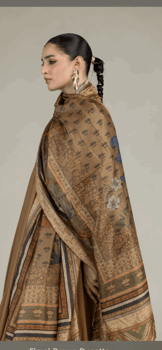 Khaadi | Luxury | Polyester Silk | Dupatta | Free Size | Brown - Shopping Haul