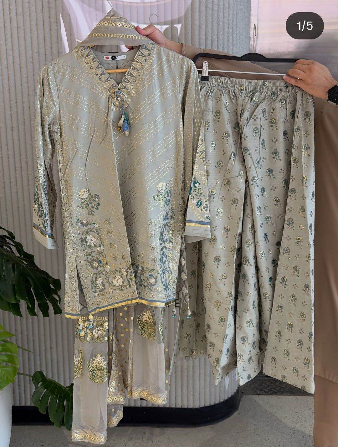 Khaadi | Luxury | Raw Silk | 2-Piece | Ready to Wear | Grey - Shopping Haul