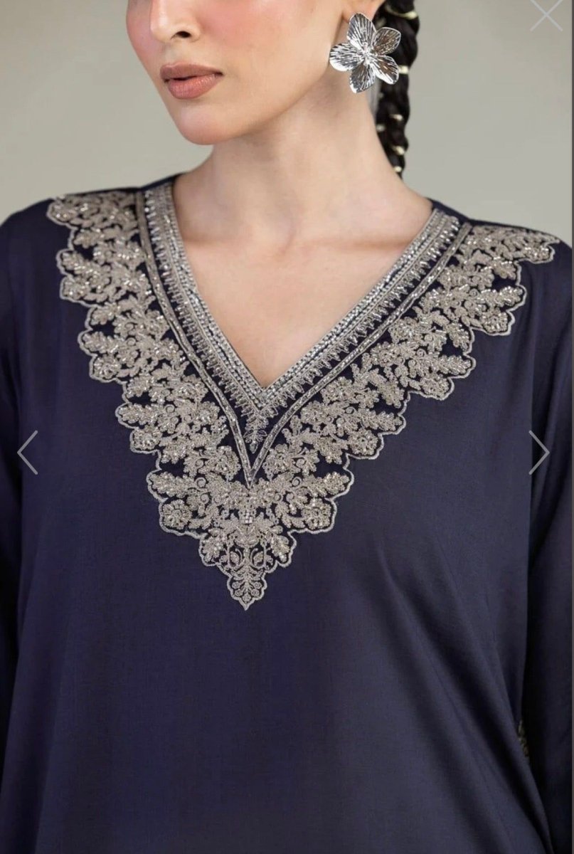 Khaadi | Luxury | Raw Silk | 2-Piece | Ready to Wear | Navy Blue