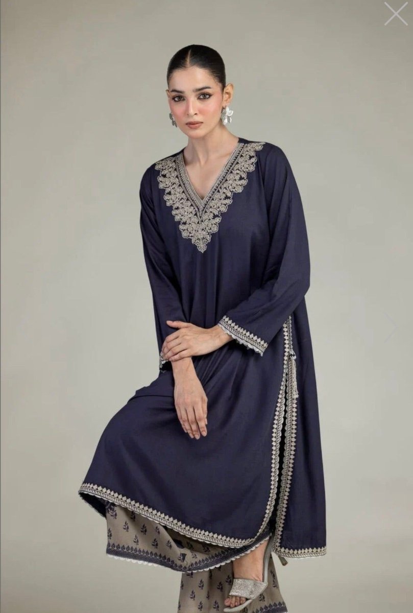 Khaadi | Luxury | Raw Silk | 2-Piece | Ready to Wear | Navy Blue