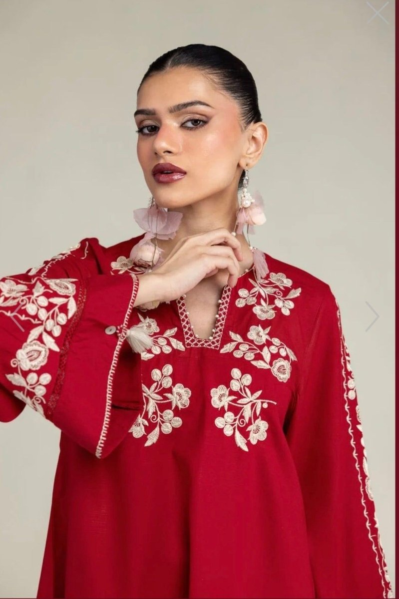 Khaadi | Luxury | Raw Silk | 2-Piece | Ready to Wear | Red - Shopping Haul