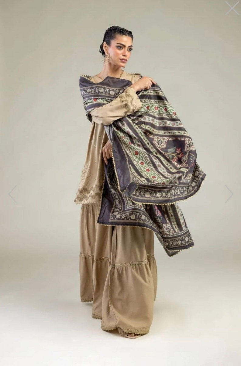 Khaadi | Luxury | Raw Silk | 3-Piece | Ready to Wear | Beige - Shopping Haul