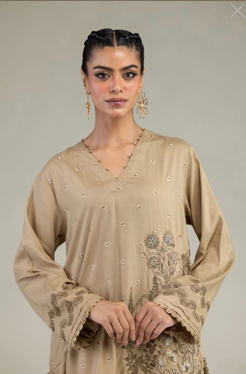 Khaadi | Luxury | Raw Silk | 3-Piece | Ready to Wear | Beige - Shopping Haul