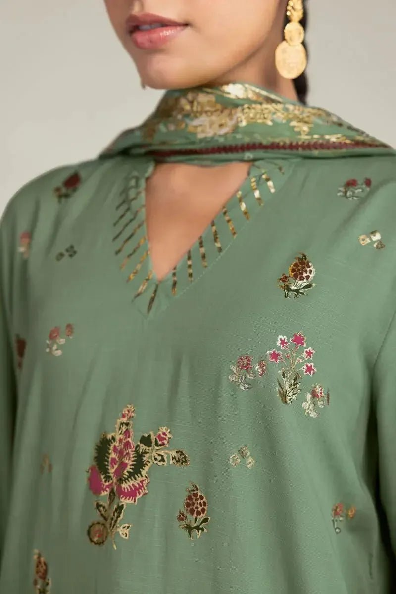 Khaadi | Luxury | Raw Silk | 3-Piece | Ready to Wear | Green - Shopping Haul